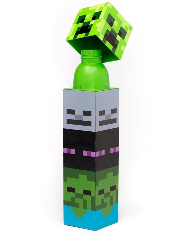 Minecraft Boys Green Square Mobs Screw Water Bottle (One Size) [dis]