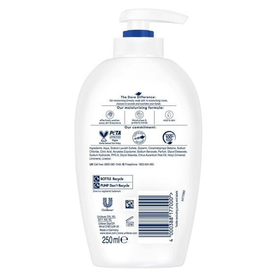Dove Moisturising Hand Wash, Deeply Nourishing Instantly Soft Skin, 250ml