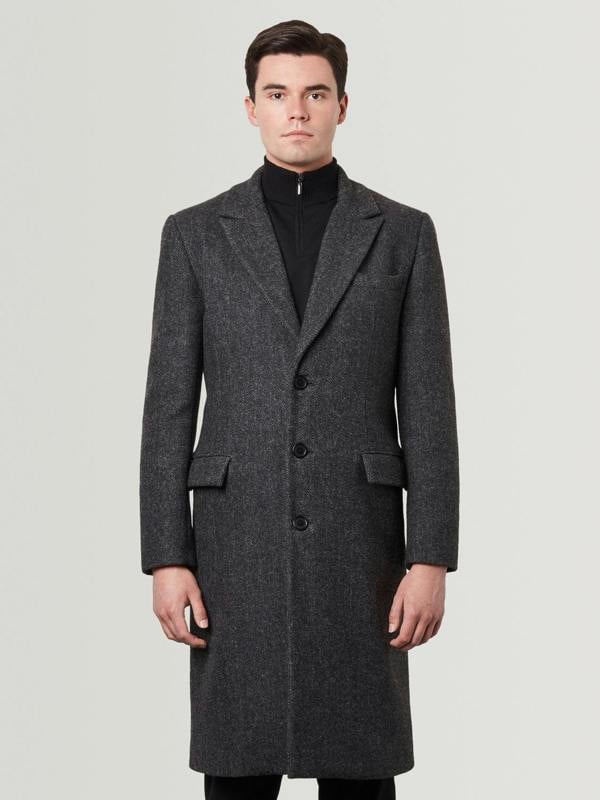 Serran London Single Breasted Wool Coat - Grey