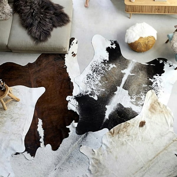 Berkfield Real Cow Hide Rug Black and White 150x170 cm