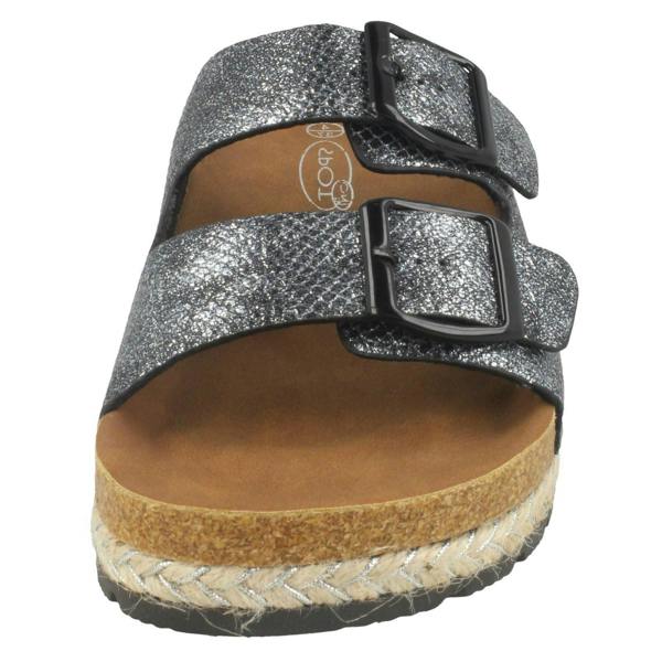 Spot On Ladies Spot On Double Strap Mules F10898