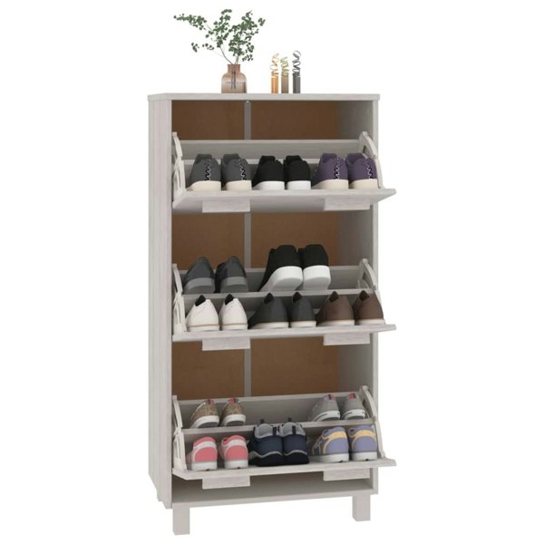 Berkfield Shoe Cabinet HAMAR White 59.5x35x117 cm Solid Wood Pine