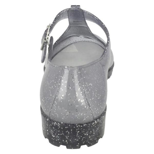 Spot On Ladies Spot on T-Bar Jelly Shoe with Cut Out Flower Detail