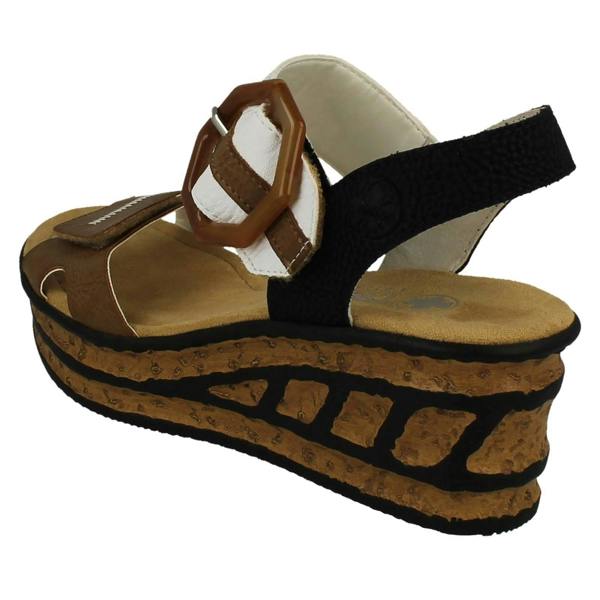Rieker Ladies Rieker Buckle Detailed Wedge Sandal 68176