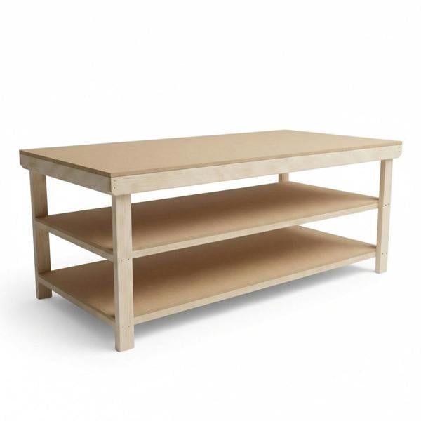 Arbor Garden Solutions Wooden Workbench MDF Top Depth-4ft With Double Shelf