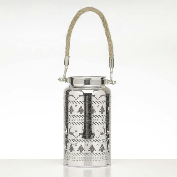 16cm Christmas Decorated Jar Table Skandi Design Silver Lantern image 4