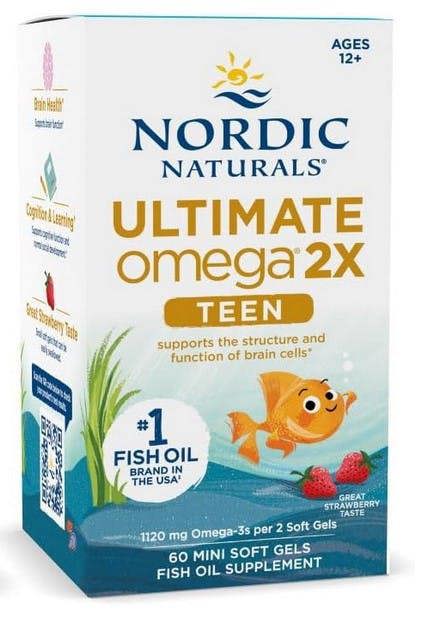Nordic Naturals Ultimate Omega 2X Fish Oil TEEN, Strawberry - 60 mini softgels