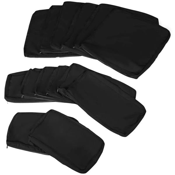 Black outdoor rattan sofa cushion replacement covers, folded set of multiple pieces