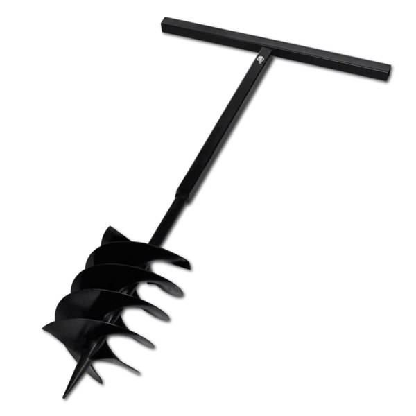 Berkfield Ground Drill with Handle Auger Bit 200 mm Three Spirals Steel Black