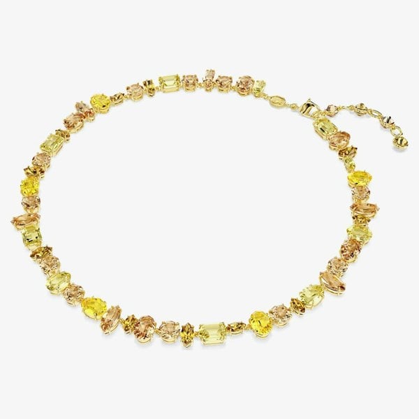 Swarovski Gema Gold Tone Plated Mixed Yellow Crystal Tennis Necklace 5718071