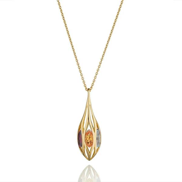 namana Gold Vermeil Gemstone Teardrop Pendant Necklace For Women