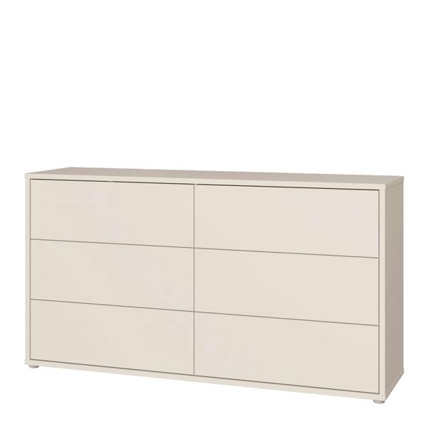 Alice Springs 6 Drawer Wide Chest with Push-to-Open Drawers in Sand