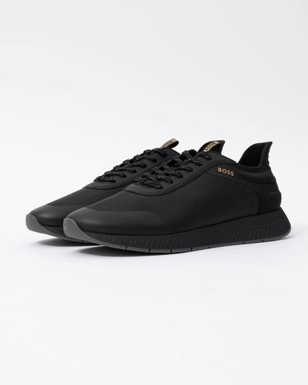 Front of the BOSS Orange Titanium Runn Rsmh Mens Trainers in Black 005