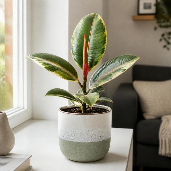 Ficus Belize Pink Rubber Plant 12cm Pot – Variegated Indoor Houseplant The Rose Press Garden