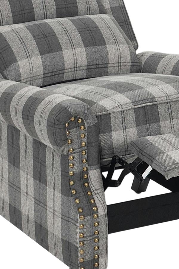 Living and Home Fabric Upholstered Sofa Pushback Reclining Chair Armchair