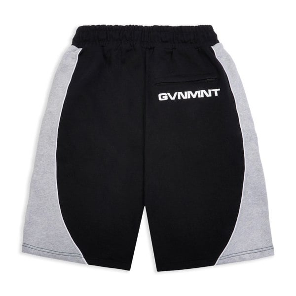 GVNMNT Clothing Co Chenille Varsity Shorts - Black / Grey / Orange