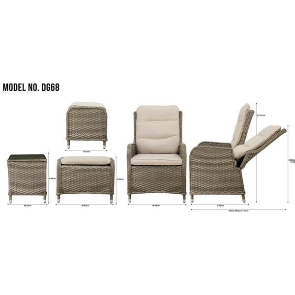 Dellonda DG68 Loungers Action shot - dimensions