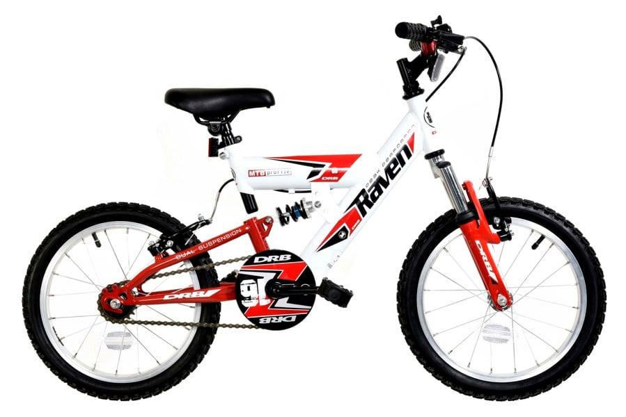 Dallingridge Raven Boys Full Suspension Mountain Bike, 16In Wheel - White/Red