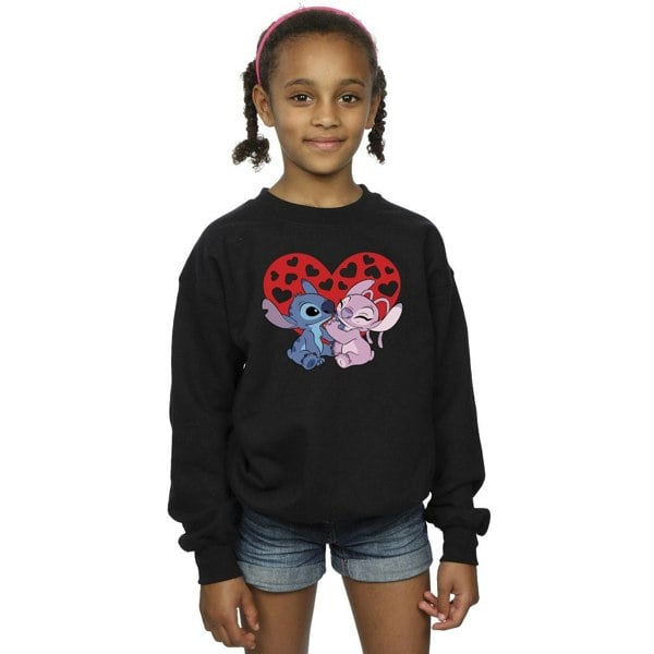 Disney Girls Lilo & Stitch Hearts Sweatshirt - Black