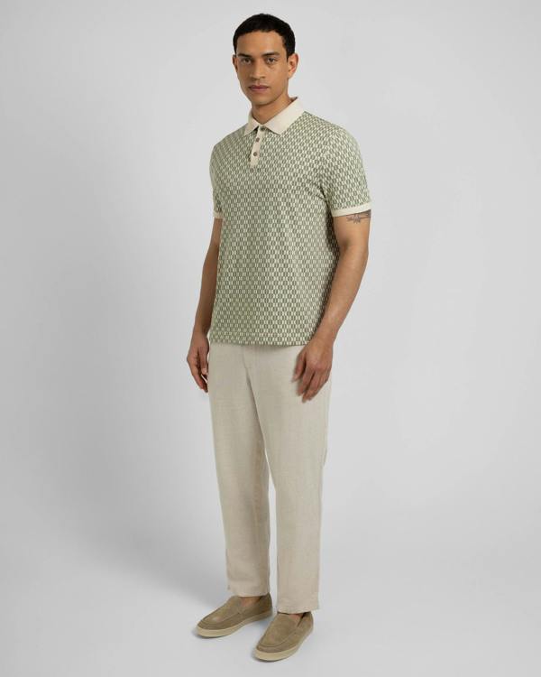 Steel & Jelly Bayley - Retro Geometric Print Polo Shirt