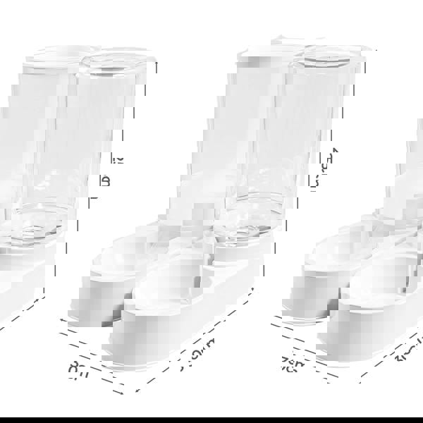 Skylos 2 Packs Automatic Food Feeder Waterer Set 3.2L Plastic Dispenser Dog Cat