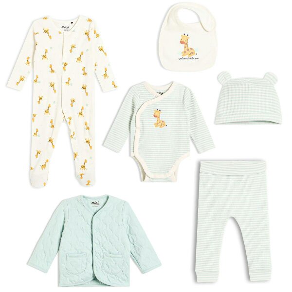 Mini Cuddles Baby Unisex 6pc Essentials Gift Set, Multicolour