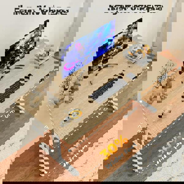 Levede Electric Standing Desk  Adjustable Height Workstation Metal Frame Natural