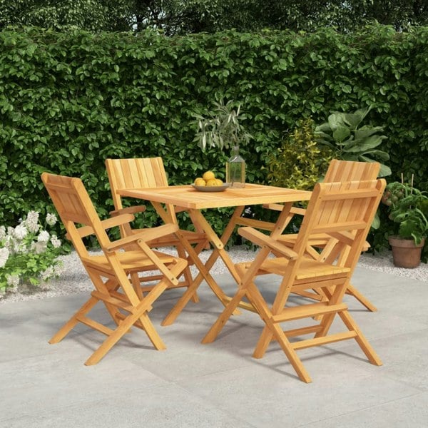 Berkfield 5 Piece Garden Dining Set Solid Wood Teak