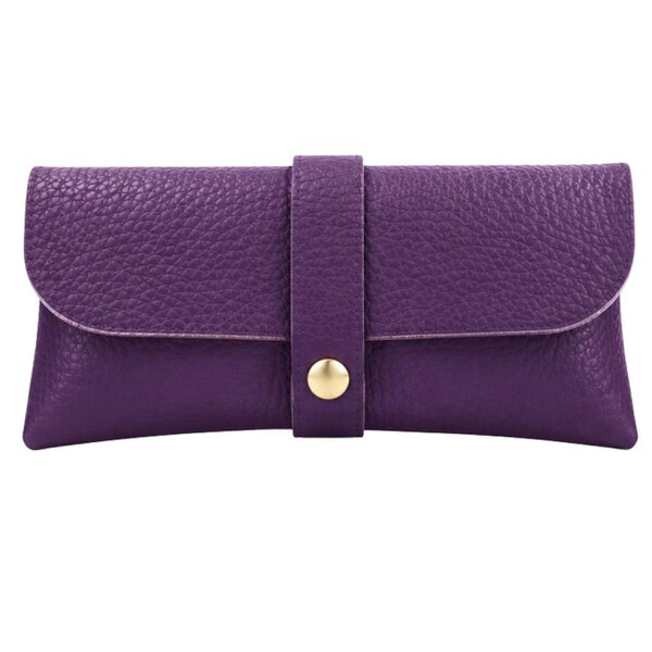 Love EMVY Italian Genuine Leather Glasses Case with Press Stud Fastening - Purple