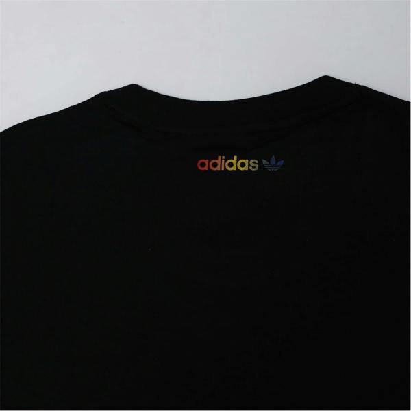 Adidas Womens/Ladies Pride Contrast Striped Crew Neck Regular T-Shirt - Black - 