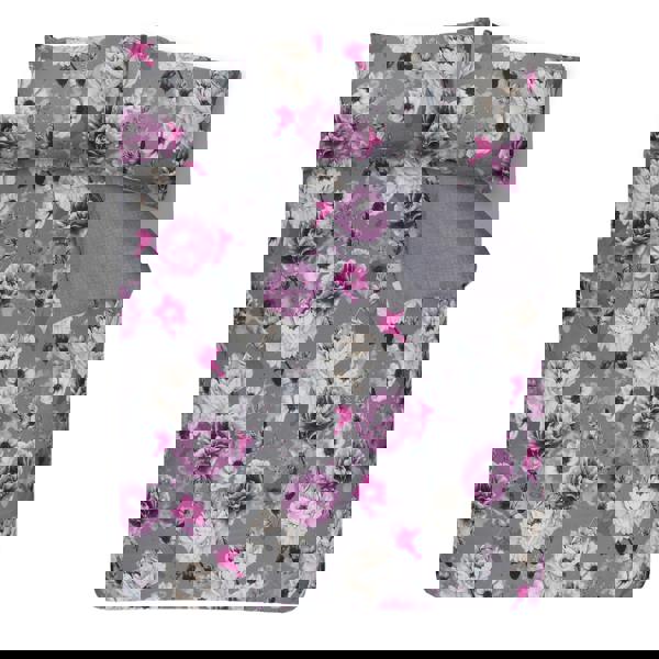 Smart Living Reversible Polycotton Inky Floral Duvet Cover and Pillowcase Set - Grey