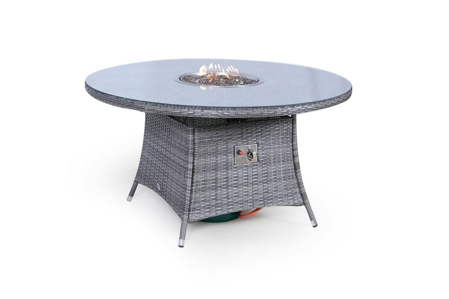 Giardino Arizona Fire Pit 6 Seater Round Rattan Dining Set