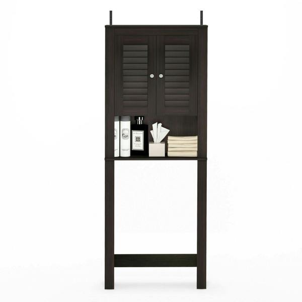 WALPLUS Indo Louver Door Bath Cabinet, Espresso | Luxury Wall Decor for Living Room & Bedroom