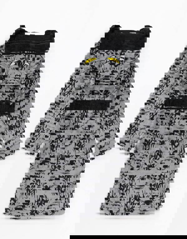 DC Comics Boys Grey Stylised Batman All-Over Print Logo Body & 3D Hood Bathrobe