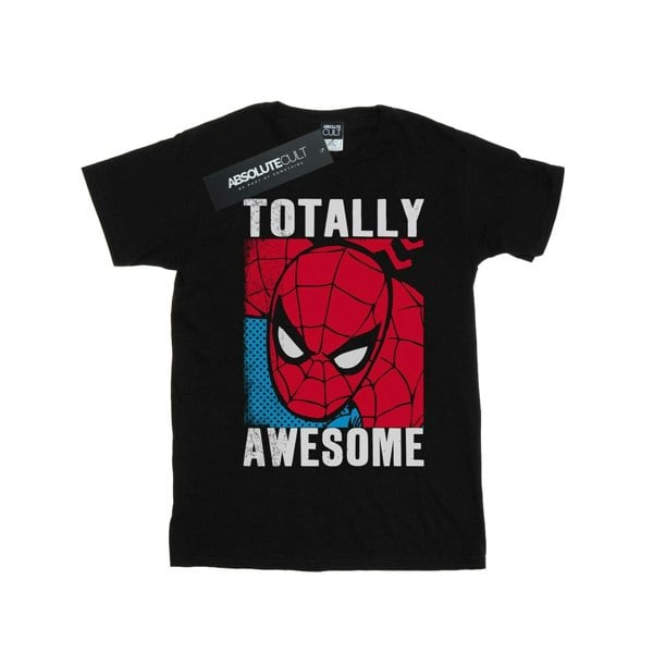 Spider-Man Womens/Ladies Totally Awesome Cotton Boyfriend T-Shirt - Black