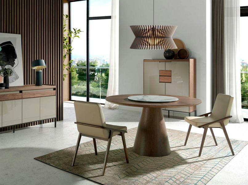 Angel Cerdá Rotating Round walnut dining table 1016