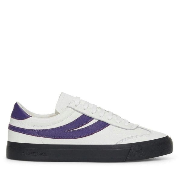 Superga Unisex Adult 4834 Club S Swallow Contrast Detail Vegan Leather Trainers - White Avorio/Purple/Grey/Black
