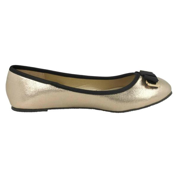 Spot On Ladies Spot On Ribbon Bow Vamp Ballerinas