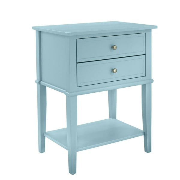 Dorel Home Franklin End Table with 2 Drawers Blue