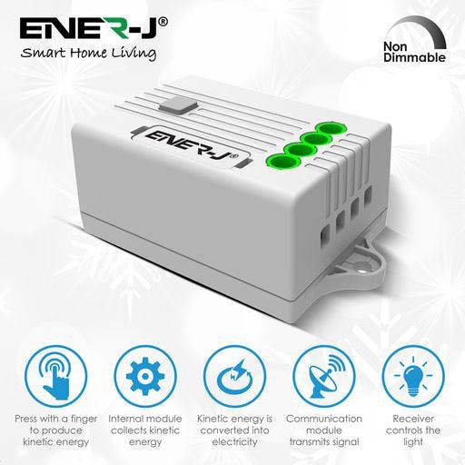 ENER-J 1 Gang Wireless Kinetic Switch, (Black Finish) + 500W RF Receiver