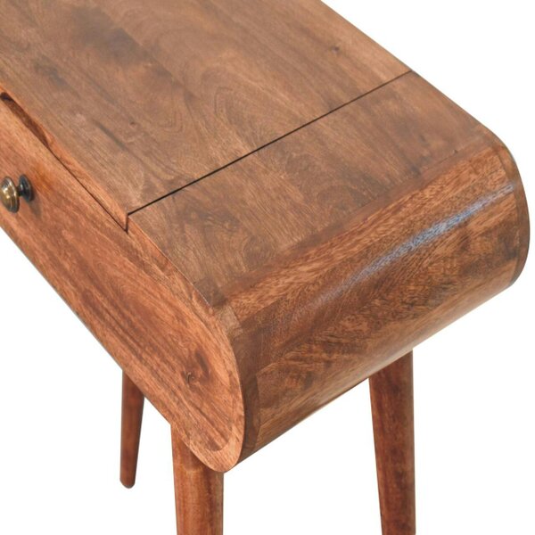 Artisan Furniture Solid Wood Mini Honey Caramel Dressing Table with Foldable Mirror, Brown