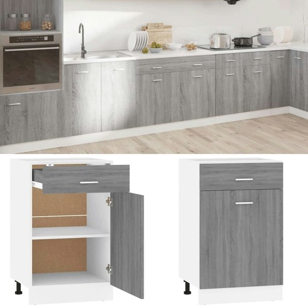Berkfield Drawer Bottom Cabinet Grey Sonoma 50x46x81,5 cm Engineered Wood