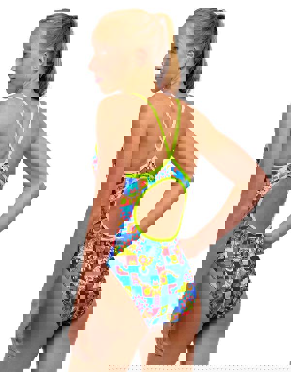 Funkita Girls Bored Games Diamond Back Swimsuit - Blue/Multi