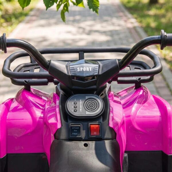 12V Kids Electric Quad Bike, Ride on ATV with Dual Motors, Soft Start, Storage, Music, Lights for 3-8 Years, Pink
