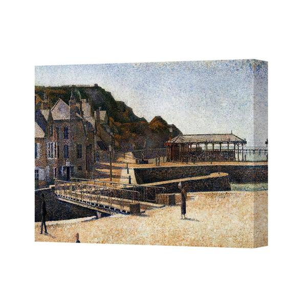 Benjamin Tate Design Coastal Pier And Cliff Town Seascape Canvas Wall Art Print