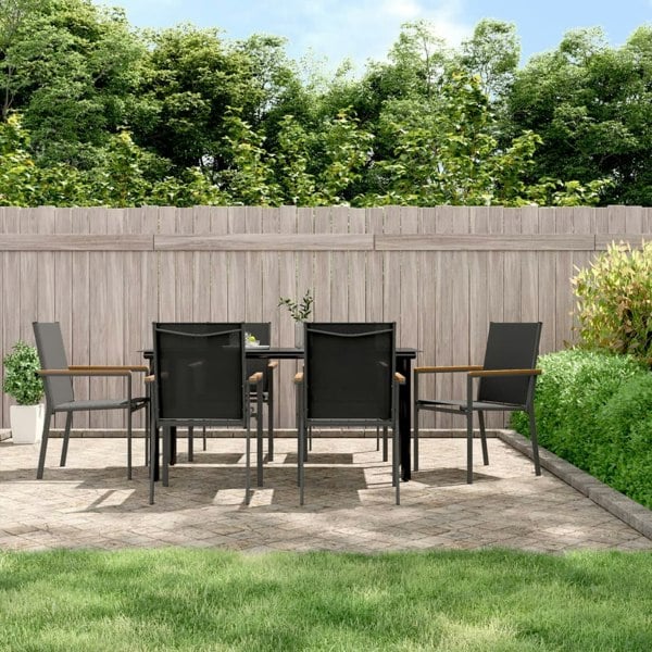 Berkfield 7 Piece Garden Dining Set Black Textilene and Steel