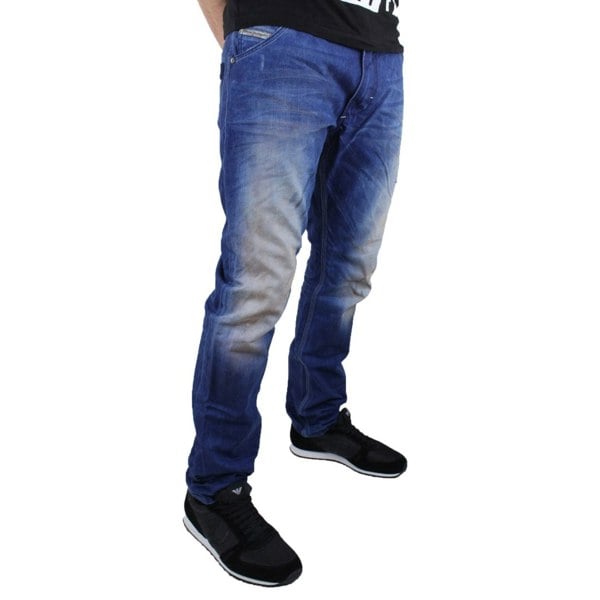 Diesel Krooley Distressed & Faded Men's Denim Jeans - Blue (32L / W30)