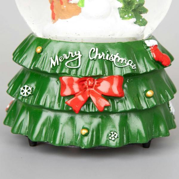 15cm Musical Christmas Snow Globe with Traditional Santa Scene and Resin Base image 3