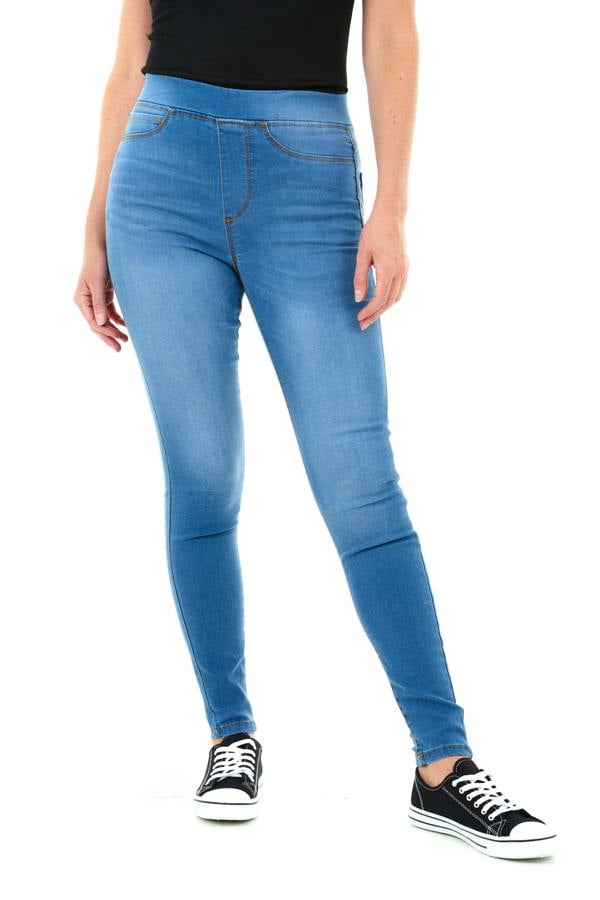 Smart Living Women's Stylish Skinny Fit Denim Jeggings with Pockets - Trendy & Comfy - Mid Wash