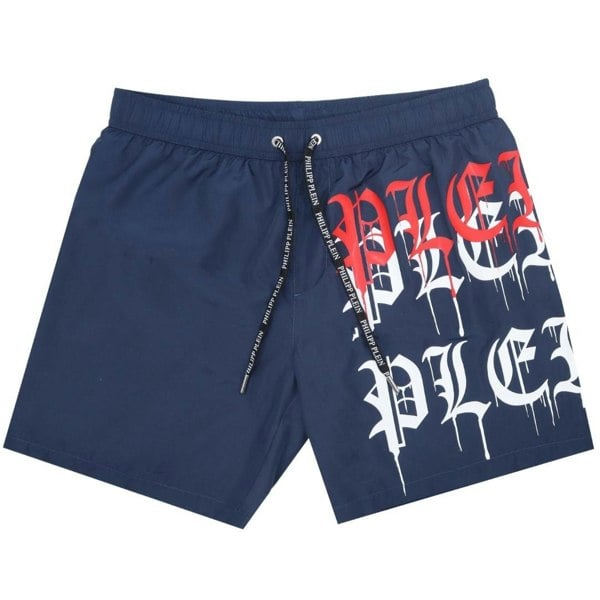 Philipp Plein Melting Logos Swim Shorts - Navy Blue